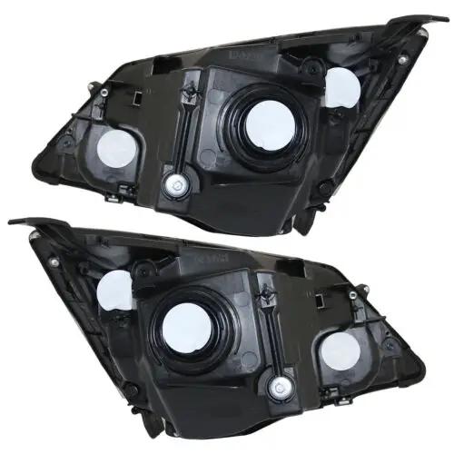 Pair Black Halogen Headlights Headlamps Assembly for 2007-2011 Honda CR-V CRV