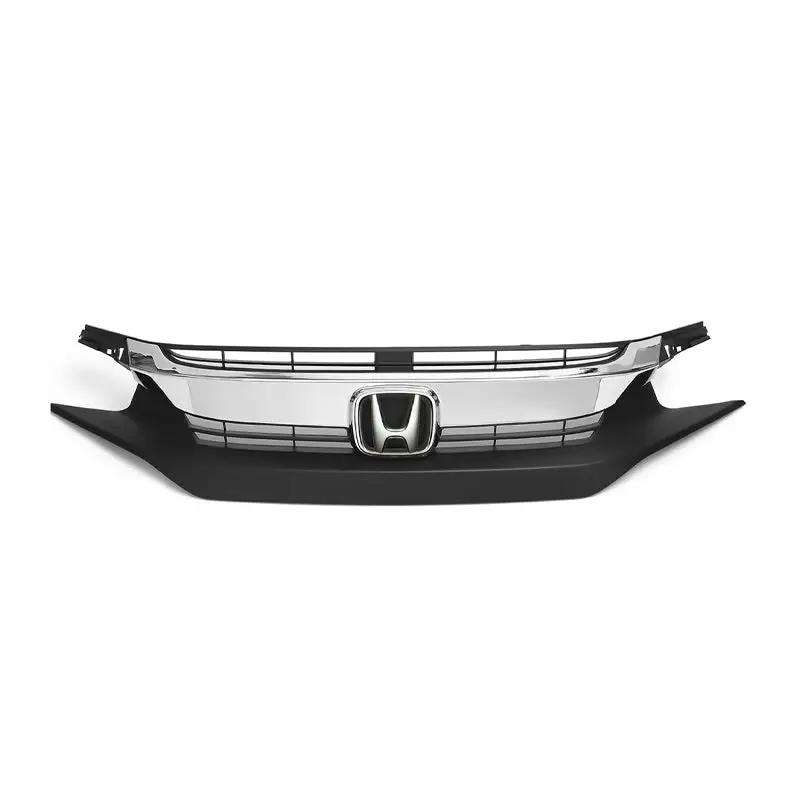 Chrome Front Bumper Upper Grille Grill for 16-18 Honda Civic 10TH GEN
