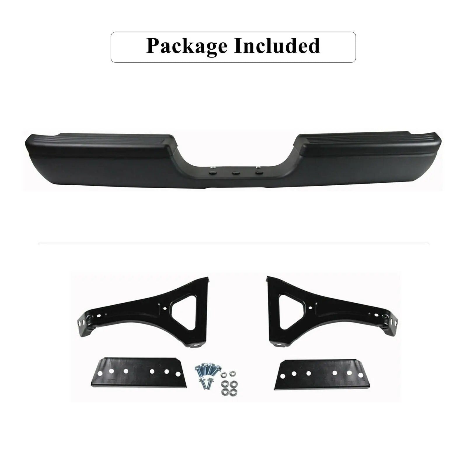 Black Steel Rear Step Bumper Assembly for 94-2002 Dodge RAM 1500 2500