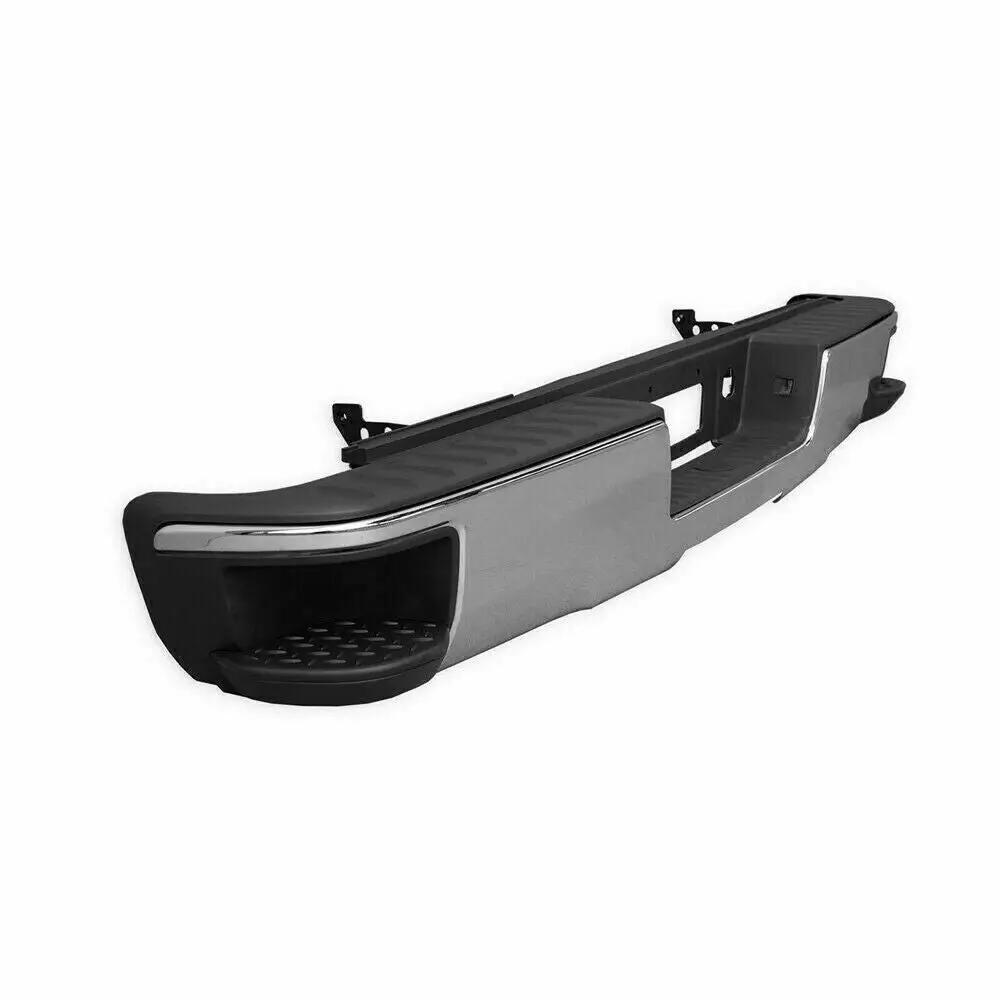 Chrome Rear Step Bumper w/o Sensor Holes For 14-18 Chevy Silverado/Sierra 1500