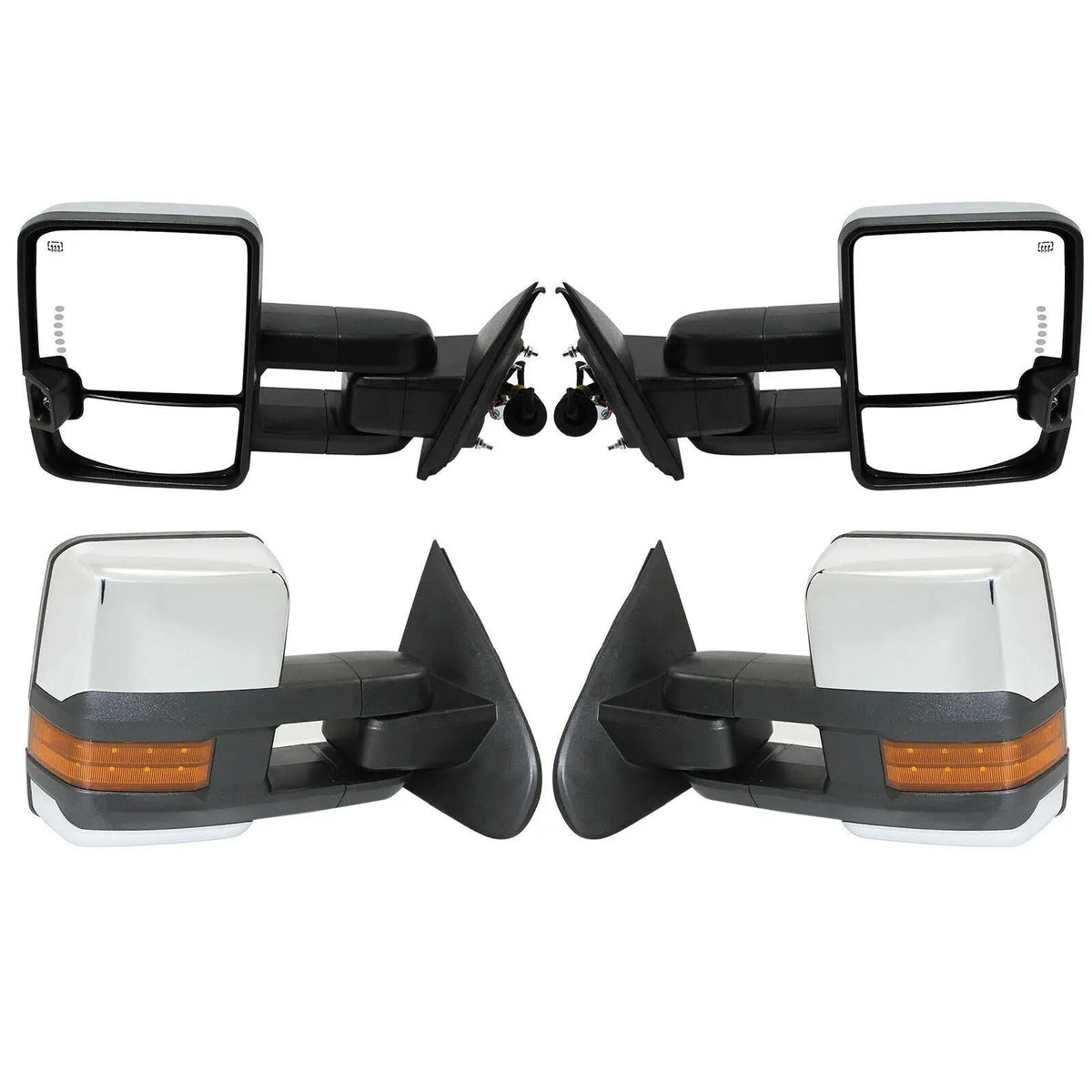 Chrome Tow Mirrors Power Heat Turn Signal for 14-18 Chevy Silverado 1500 2500