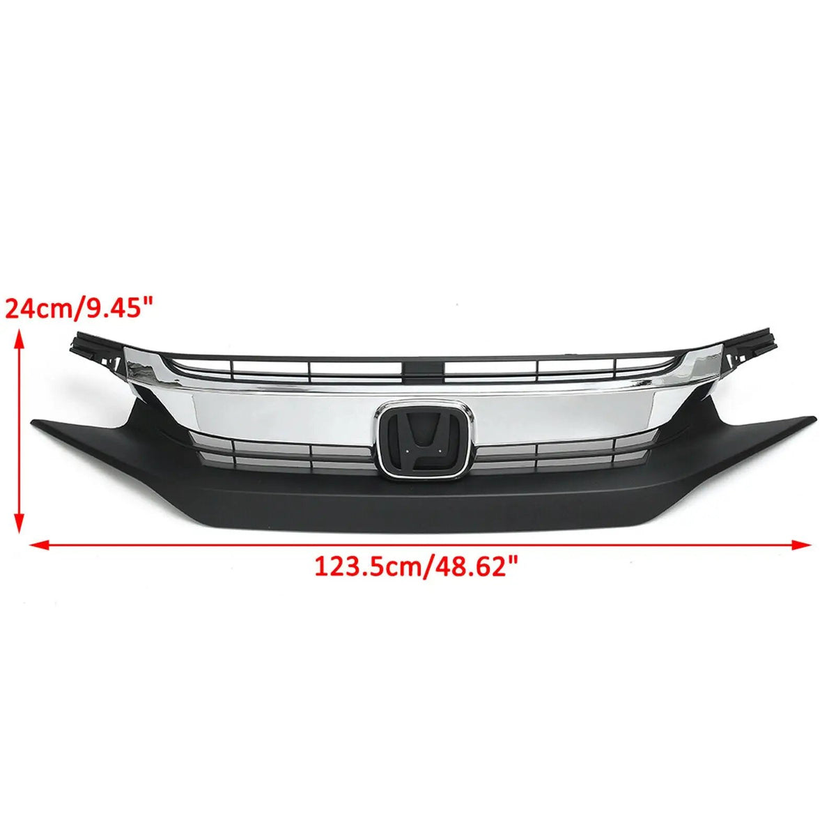 Chrome Front Bumper Upper Grille Grill for 16-18 Honda Civic 10TH GEN