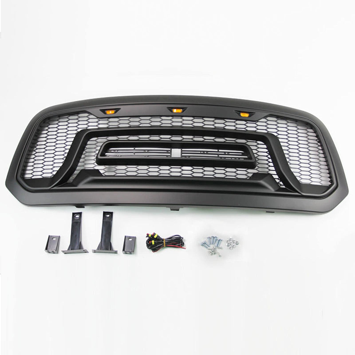 Matte Black Front Grille Rebel Style w/LED Lights for 2013-2018 Dodge Ram 1500(No "RAM" Letter)