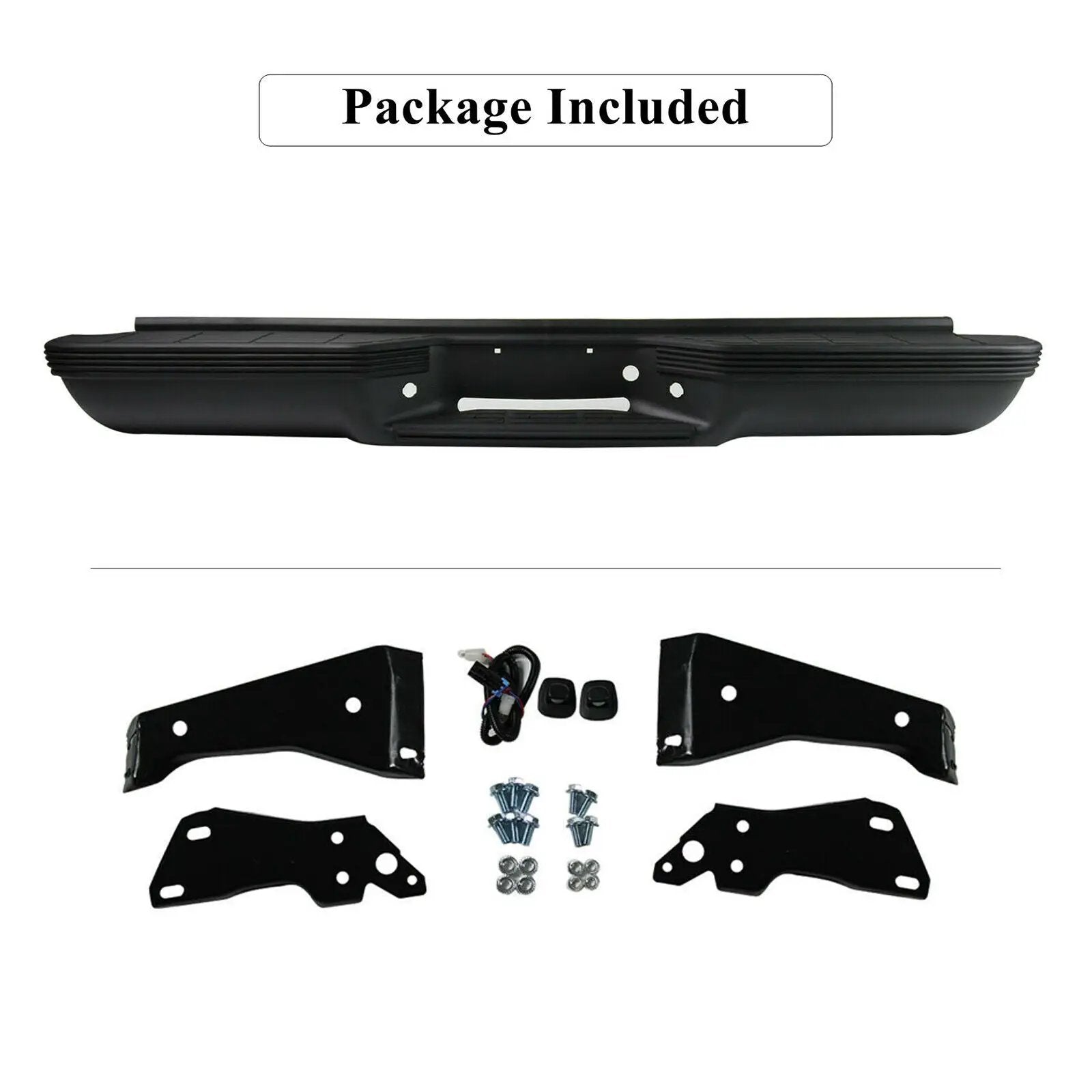Black Rear Step Bumper for 88-2000 Chevy Silverado GMC Sierra C/K 1500 2500