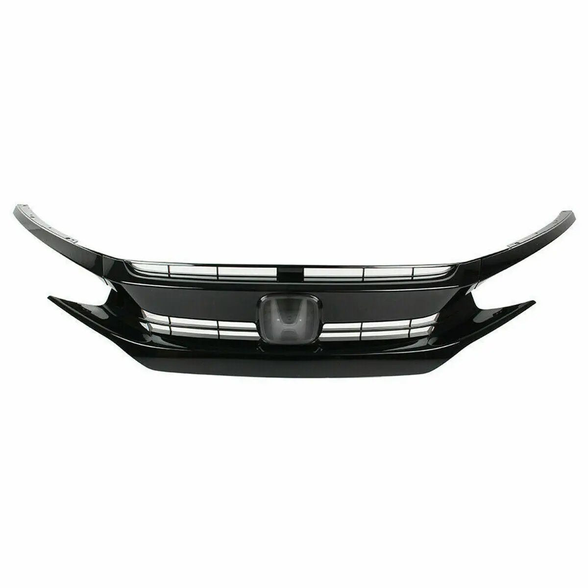 Gloss Black Front Bumper Grill Grille w/Chrome Emblem for 16-18 Honda Civic