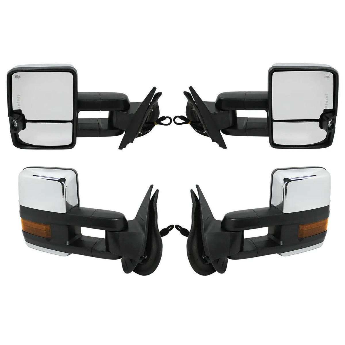 Chrome Tow Mirrors Power Heat Turn Signal for 2007-13 Chevy Silverado 1500 2500