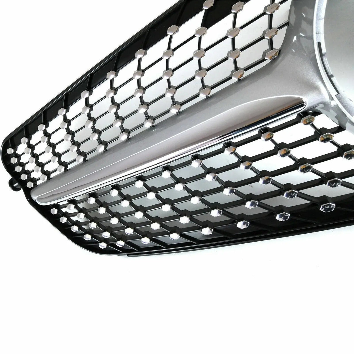 Silver Diamond Style Front Grille Grill for 08-13 Mercedes-Benz W204 C180-C350