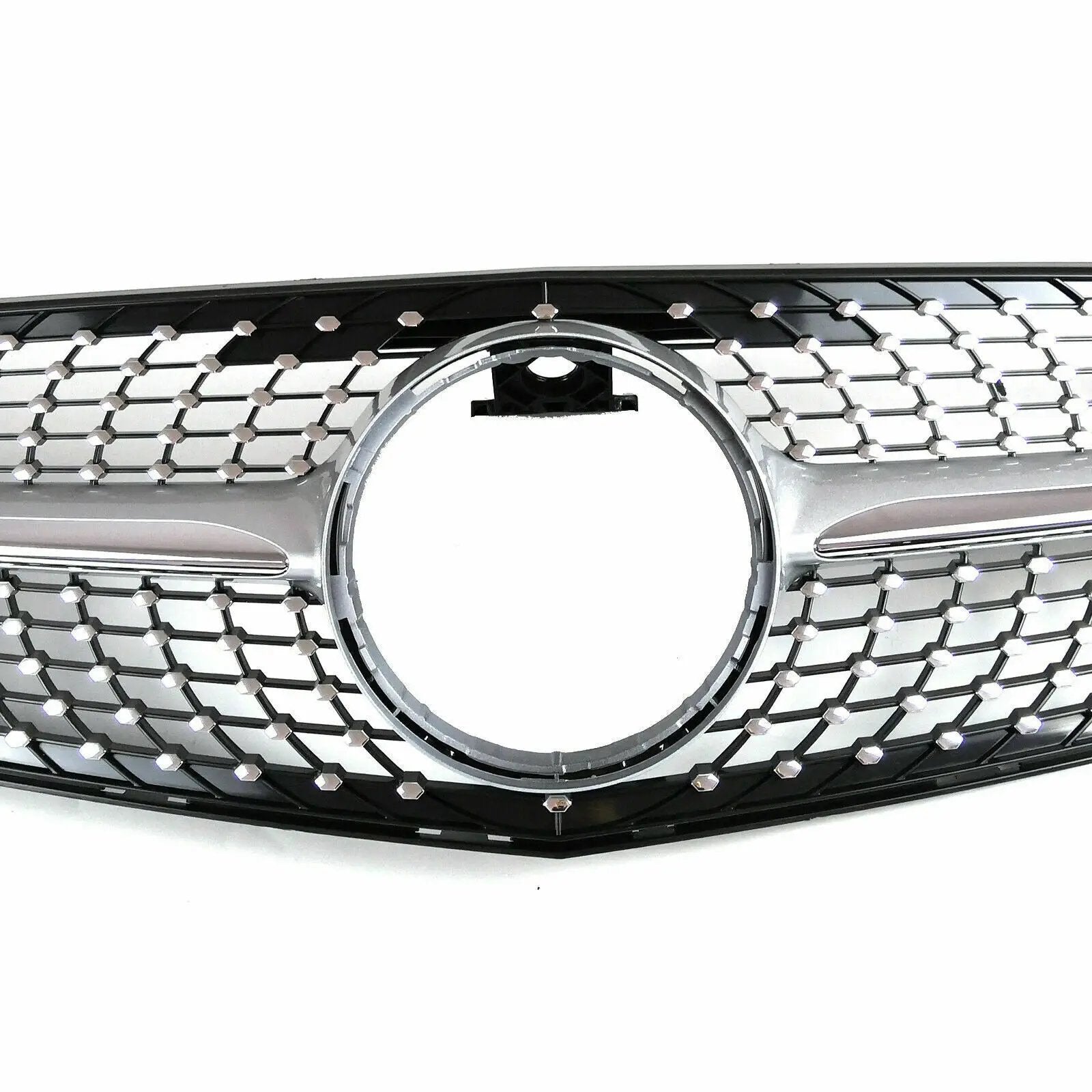 Silver Diamond Style Front Grille Grill for 08-13 Mercedes-Benz W204 C180-C350