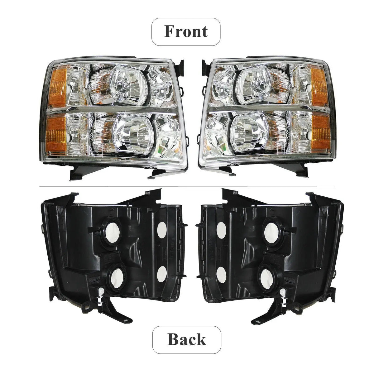 Housing Headlight Lamp w/o Bulbs for 07-13 Chevy Silverado 1500 2500 3500